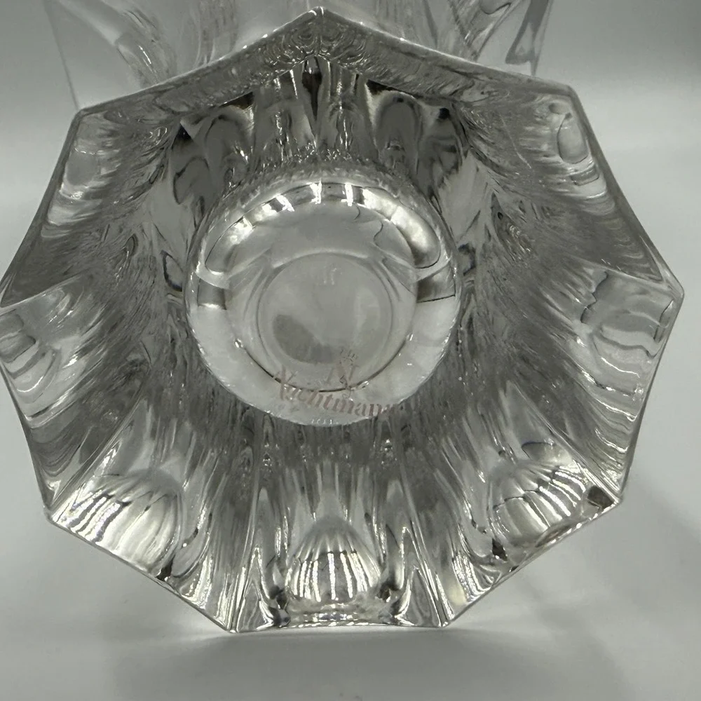 Nachtmann Saphir 24% Lead Crystal Vase 8.5 Inch Flared Paneled Germany